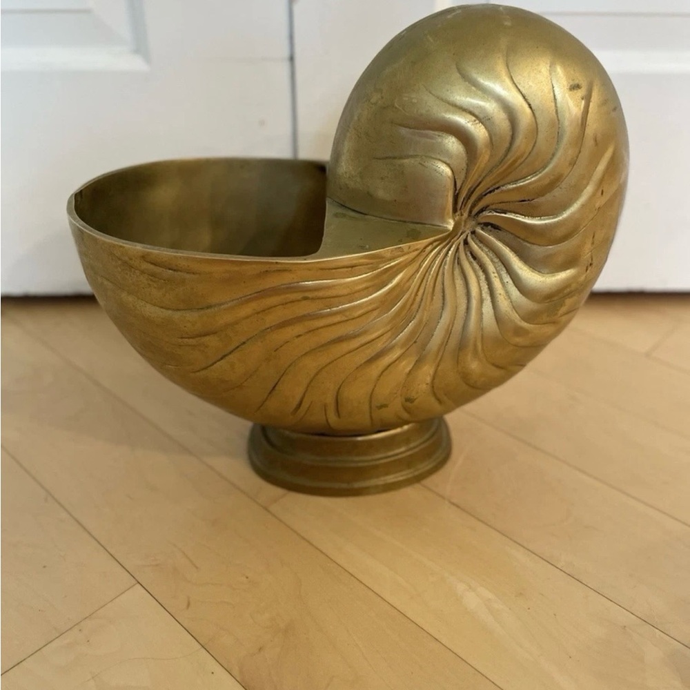Vintage Brass Large Brass Nautilus Shell Planter Frederick Cooper